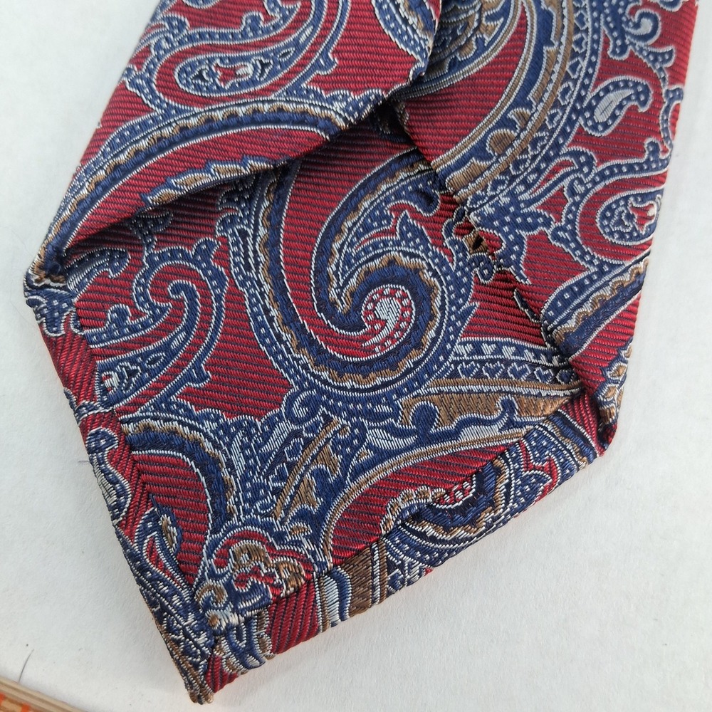 Jos. A. Bank Necktie Mens OS Red Paisley Reserve 100% Silk Classic Woven Tie - Picture 3 of 10